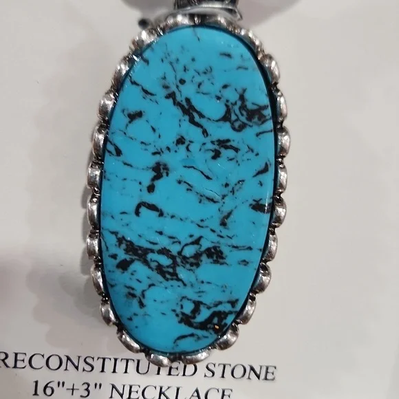 💙🔹️ATTERRI🔹️ Reconstituted Turquoise Stone beaded Necklace 16” + 3” - Picture 6 of 6